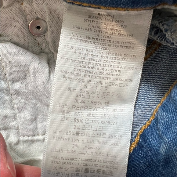 New with imperfections RE/DONE Mid Rise Stovepipe blue jeans 23 - Picture 4 of 8